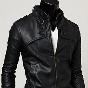 Veste en cuir pour hommes de conception OEM personnalisée de couleur unie nouveau style streetwear grande taille avec quantité minimale de commande bas - Product Image 5