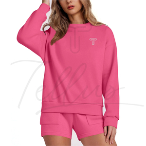 Sweat-shirt décontracté en jersey surdimensionné pour femme de haute qualité avec logo sur le devant - Product Image 1