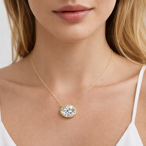 Trending Necklace 14K Yellow Gold Necklace with Oval VVS Moissanite Pendant Solitaire Bridal & Wedding Jewelry Suppliers - Product Image 4