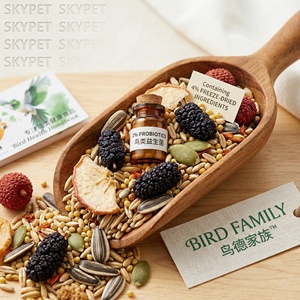 Alimento Premium para Loros, 6% Semillas de Flores, 4% Fresas Secas, Arándanos, Nueces y Avellanas, Mezcla para Aves Grandes, Semillas Probióticas para Aves - Product Image 2