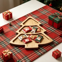Plateau à collation rond en bois écologique en forme de sapin de Noël pour le salon et la cuisine