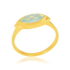 Anillo de piedras preciosas de Calcedonia acuática de Plata de Ley 925 chapado en oro de alta calidad para regalo de aniversario de boda joyería - Product Image 1