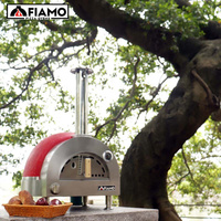 Four à pizza extérieur en argile et acier inoxydable FIAMO MINI à gaz, à un seul niveau, à deux étages, 500 degrés, rouge