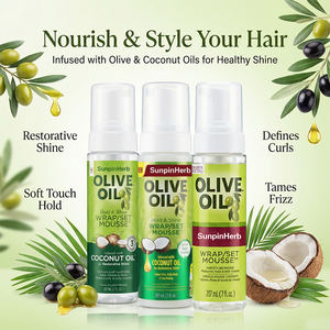 Mousse coiffante à l'huile d'olive et à l'huile de coco pour cheveux bouclés, crépus et texturés, fixation douce, rehausse la brillance - Product Image 2