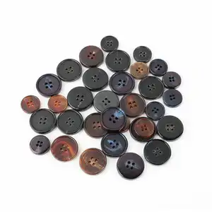 High Quality Custom Round 4-Hole 4 Hole Horn Resin Sewing Button Fashion 4 Holes Buttons For Clothes Shirt Suite