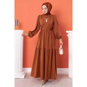 Vestido Hijab largo con cinturón tostado Accesorio de ropa musulmana tradicional - Product Image 5