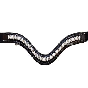 Banda de cuero para cejas hecha a mano Para Caballo, cadena ostentosa multicolor en todos los tamaños y lazos cosidos - Product Image 1