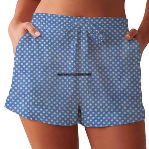 Shorts de Verano con Estampado de Bloques para Mujer, Ropa de Estar en Casa de Algodón, Colección Playa, Estilo Baby Doll - Product Image 2