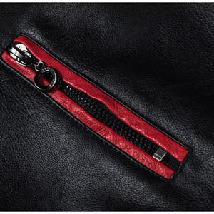 Veste de motard d'hiver vintage pour hommes, courte en cuir artificiel avec accents en peau de vache, prix de gros - Product Image 4