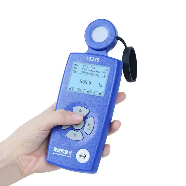 Professional Lux Meter 400-700nm, CRI/CCT/Blue Light/UV Index/Temp/Humidity/Lux Multi-Parameter Light Meter for LED Testing OEM
