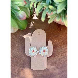Floria Shebala Ensemble de boucles d'oreilles clous multi-serties en argent sterling avec motif floral et pierres multiples - Product Image 1