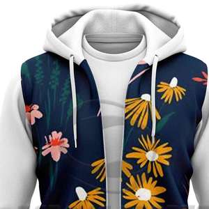 Sudadera con Capucha de Moda para Hombre, Otoño Invierno, Manga Larga, Cierre de Cremallera, Color Sólido, Informal, Felpa, Gruesa, Cálida, Tejida - Product Image 2