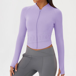 Chaqueta deportiva de manga larga con logotipo personalizado para mujer, chaqueta deportiva de alta calidad para entrenamiento y yoga - Product Image 5