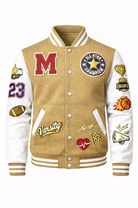 Blouson Bomber Homme en Laine et Cuir avec Patch Chenille, Logo Personnalisé OEM, Col Montant, Séchage Rapide, Coupe-Vent - Product Image 6