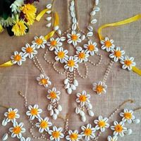 Haldi Set bunga perhiasan pengantin pernikahan perhiasan bunga merah muda buatan Wanita upacara pesta Menhendi kalung romantis