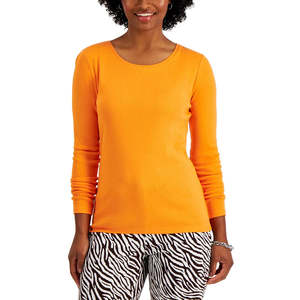 Maglia a Maniche Lunghe in Cotone Pima per Donna Charter Club, Colore Oro, Taglia XX-Large - Product Image 3