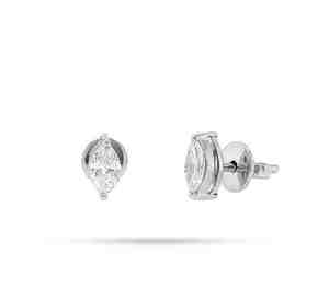 Solid 14K <b>Gold</b> Rhodium Plated Classic Eco-Friendly Lab Grown Diamond Stud <b>Earrings</b> Screw <b>Back</b> for Gift - Product Image 3