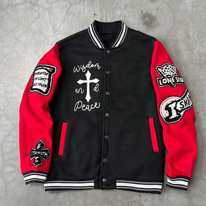In High Quality Customized Lightweight Oem Design Pakistan Manufacture Lettermen Jacket Black Red Winter Jacket - Product Image 1