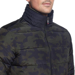 Customized Hooded Front Lightweight Blue Men's High Quality Windproof Winter Puffer <b>Jacket</b> with Stand Collar Canvas Fabric - Product Image 4