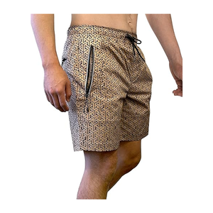Shorts coupe-vent pour homme en coton 100% uni, imprimés sur mesure, respirants et de haute qualité - Style urbain, taille mi-haute avec cordon de serrage - Product Image 3