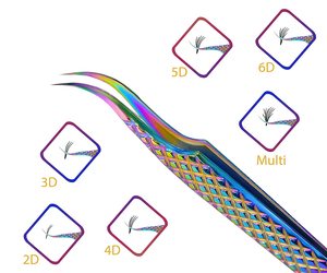 Pinzas de extensión de pestañas, juego de 5 herramientas profesionales japonesas de acero inoxidable, punta recta curvada en ángulo, pinzas de 45 y 90 grados - Product Image 2
