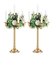 Candelabro de Aluminio Dorado, Hecho a Mano, Alto, con 5 Ramas, Portavelas, Centro de Mesa para Bodas, Decoración, Tamaños Personalizados, Navidad