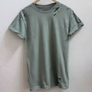 Camiseta vintage desgastada de verano 2024 personalizada para hombre, transpirable, ligera, de punto de algodón, OEM, talla grande, cuello redondo - Product Image 3