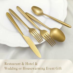 Ensemble de couverts modernes en acier inoxydable avec poignée de créateur, cuivre, argent, or et noir, couverts polis miroir pour hôtel - Product Image 4