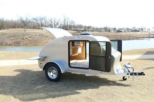Remorque de camping-car personnalisée légère en forme de goutte d'eau, petite caravane miniature avec fenêtre, pour camion tout-terrain, en aluminium et acier inoxydable, étanche - Product Image 2