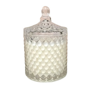 Premium <b>Candles</b> with Lid for Wedding Crystal Clear Embossed Glass Jar <b>Candle</b> in <b>Bulk</b> - Product Image 1