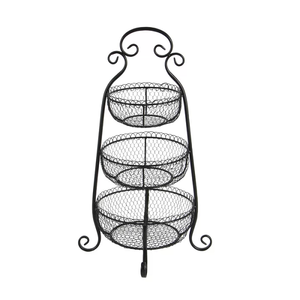 Cesta de fruta de 3 niveles de alambre de hierro de Metal con mango, mesa de comedor para Hotel, Centro decorativo, cesta de fruta - Product Image 3