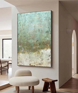 Quadro su Tela Verde Rustico Invecchiato, Arte Astratta per Arredamento Casa, Dipinto a Olio Originale Fatto a Mano, Moderno Quadro da Parete - Product Image 3