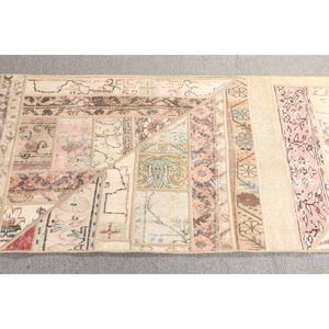 Tapis vintage patchwork 2,6x8 pieds, tapis turc, tapis floral marron - Product Image 3