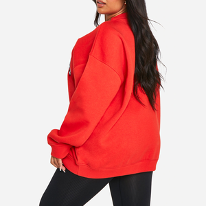 Sweat-shirt à col rond surdimensionné décontracté d'hiver de haute qualité personnalisé tissé double face avec broderie graphique pour femmes - Product Image 3