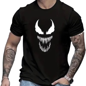 Venom Devil Face Camiseta deportiva de talla grande para hombre Impreso en 3D Patrón sólido Estiramiento Cuello redondo Camiseta de verano de moda - Product Image 1