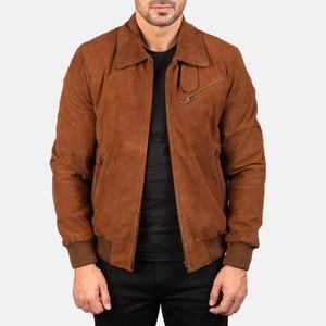 Blouson aviateur en cuir avec poches avant/Veste en cuir de mouton de qualité supérieure pour tenue décontractée - Product Image 1