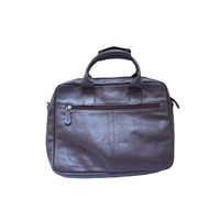 LEATHER HUNT Sacoche pour ordinateur portable en cuir véritable de luxe, finition vintage, fermeture à glissière, compartiment rembourré, 15,6 pouces, logo