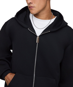 เสื้อมีฮู้ดแบบซิปสำหรับฤดูหนาวผ้าคอตตอนทองเหลือง100% เกรดพรีเมี่ยมขายส่งขนแกะสีดำทึบ - Product Image 2