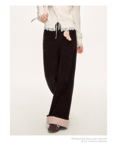 Completo da donna BUFA con pantaloni a gamba larga a pois e risvolto a contrasto in 100% cotone, ideale per le donne alla moda 2026 - Product Image 6