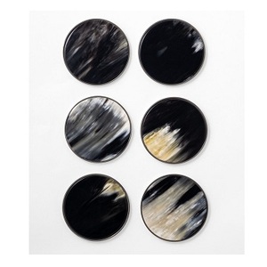 Ensemble de 4 sous-verres carrés en corne avec support en bois Sublimation Gradient Antique BUFFALO Horn Coasters Kitchenware Tabletop - Product Image 6