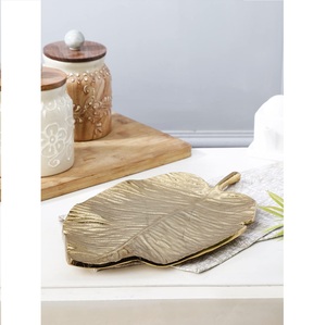 Plateau de service décoratif à la feuille d'or, plateau de table et centre de table pour la décoration intérieure, plats et assiettes - Product Image 2
