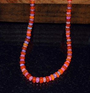 Collier de perles d'opale éthiopienne orange naturel Flashy Welo perles de feu faites à la main collier ras du cou pour les femmes bijoux en pierre d'opale - Product Image 2
