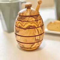 Pot à miel en bois personnalisé de haute qualité avec cuillère en bois et pot à miel classique écologique pour la cuisine et les fêtes