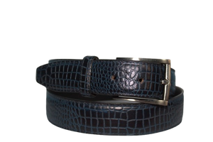 Cinturón de perfil de cuero azul con patrón de lagarto con hebilla de aleación con personalización de proveedor mayorista - Product Image 2