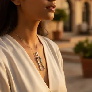 Colgante de Plata 925 con Piedra de Chakra para Joyería de Sanación Femenina - Product Image 1