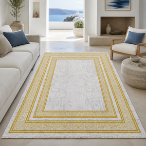 Alfombra lavable tradicional gris suave con diseño floral contemporáneo de Netline Home - Product Image 1