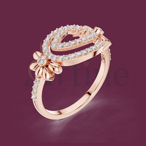 Anillo de promesa con diseño de corazón de oro auténtico de 14 quilates para mujer - Product Image 1