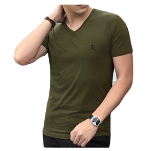 Camiseta personalizada con cuello en V de LICRA de algodón para hombre OEM/Camiseta lisa de manga corta de secado rápido para hombre - Product Image 4