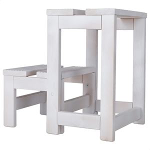 Sgabello a 2 Gradini in Legno WELL HOME, Finitura Bianca 32x23x40 cm, Categoria Prodotti Pouf e Sgabelli - Product Image 4