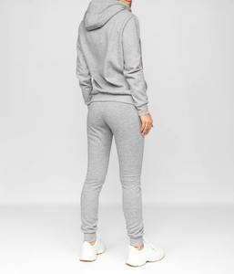 Nuevo estilo de alta calidad 100% algodón Mujer cremallera chándal cuello con capucha patrón sólido liso de gran tamaño de dos piezas para damas - Product Image 6